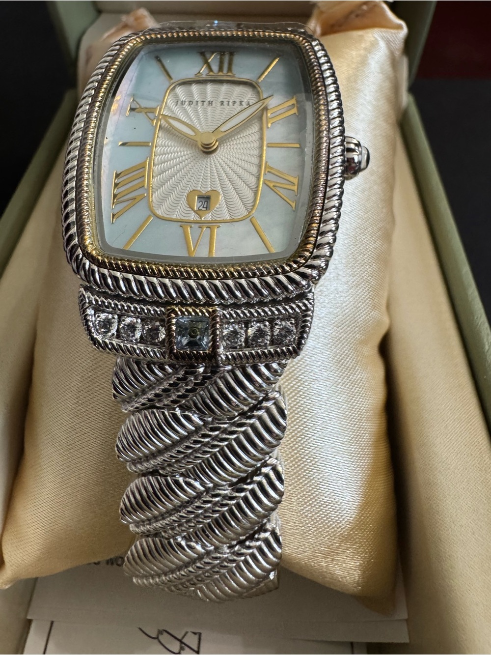 Judith Ripka Blue Topaz & Mother-ofPearl Stainless Steel Watch w/Quartz Movement - Picture 3 of 15